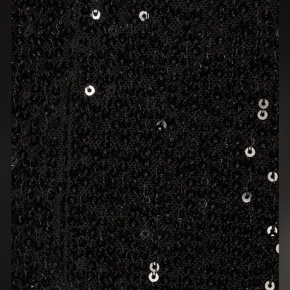 Gibson Latimer Black Sequin Knit Coordinating Long Sleeve Satin Contrast Blazer - Picture 4 of 10